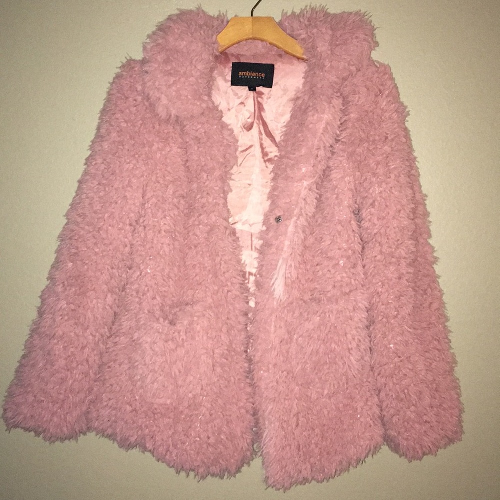 Fuzzy Teddy Bear PINK Coat Ladies Large